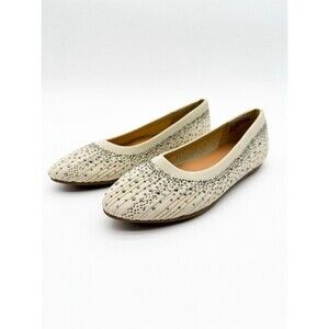 XOXO Laine Studded Ballet Flats Stretch Knit Slip On Sparkle Off White 6 NEW